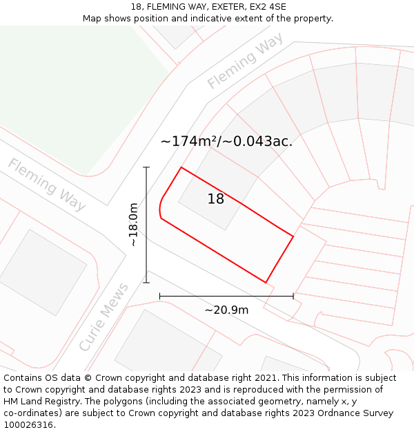 18, FLEMING WAY, EXETER, EX2 4SE: Plot and title map