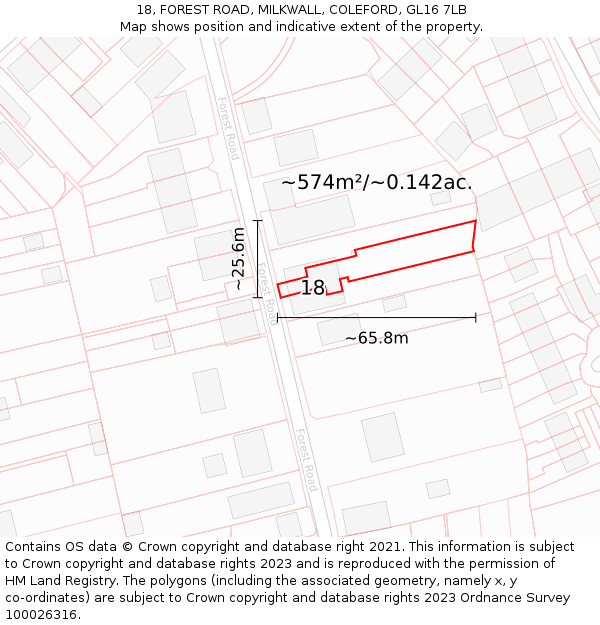 18, FOREST ROAD, MILKWALL, COLEFORD, GL16 7LB: Plot and title map
