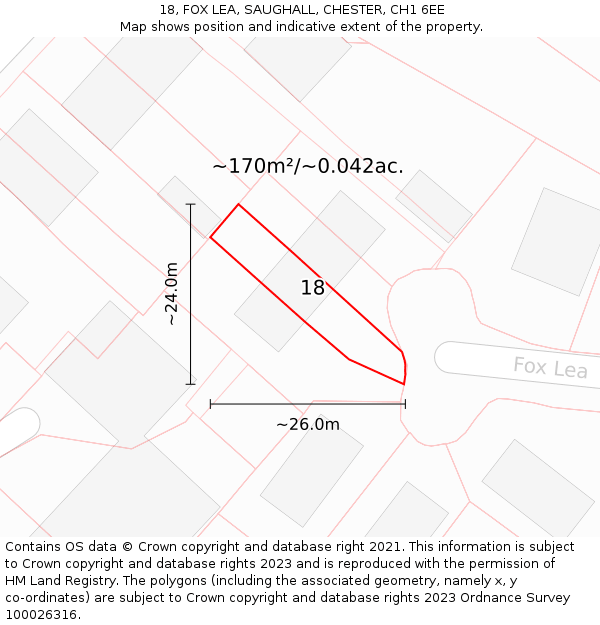 18, FOX LEA, SAUGHALL, CHESTER, CH1 6EE: Plot and title map