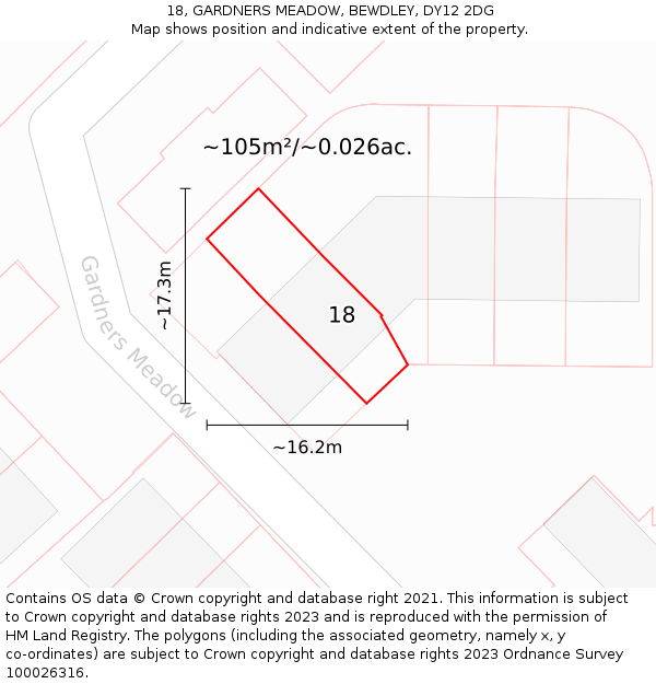 18, GARDNERS MEADOW, BEWDLEY, DY12 2DG: Plot and title map