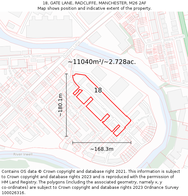 18, GATE LANE, RADCLIFFE, MANCHESTER, M26 2AF: Plot and title map