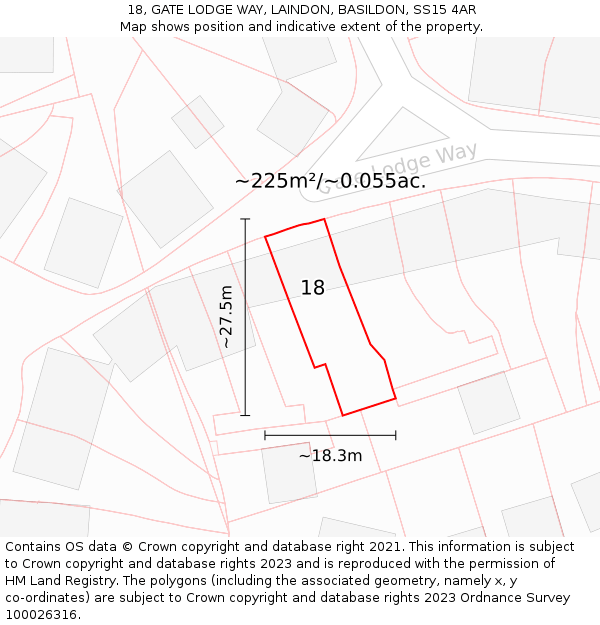 18, GATE LODGE WAY, LAINDON, BASILDON, SS15 4AR: Plot and title map