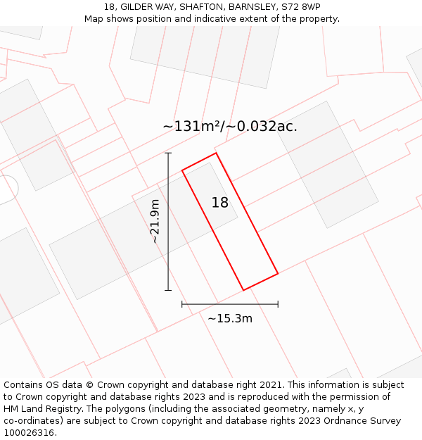 18, GILDER WAY, SHAFTON, BARNSLEY, S72 8WP: Plot and title map