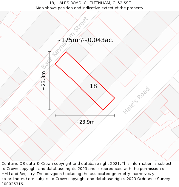 18, HALES ROAD, CHELTENHAM, GL52 6SE: Plot and title map