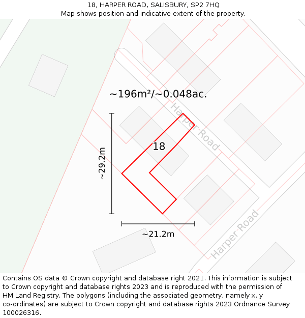 18, HARPER ROAD, SALISBURY, SP2 7HQ: Plot and title map