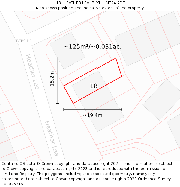 18, HEATHER LEA, BLYTH, NE24 4DE: Plot and title map