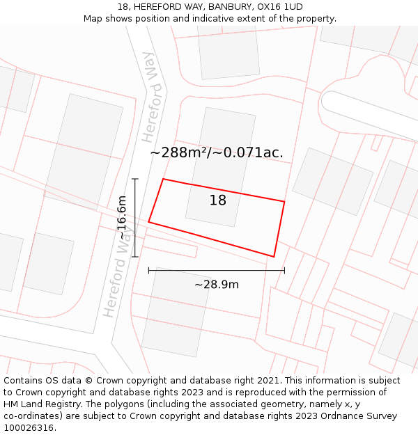 18, HEREFORD WAY, BANBURY, OX16 1UD: Plot and title map