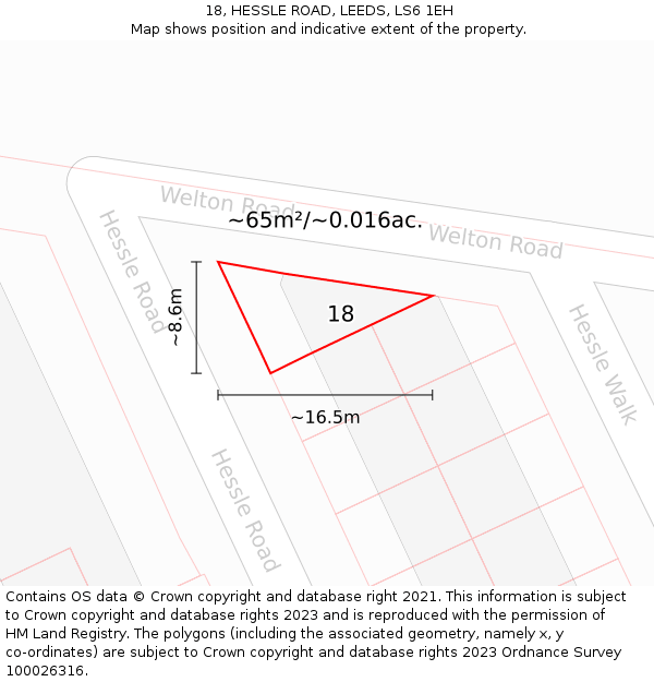 18, HESSLE ROAD, LEEDS, LS6 1EH: Plot and title map
