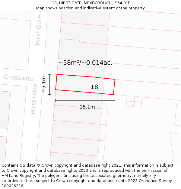18, HIRST GATE, MEXBOROUGH, S64 0LP: Plot and title map