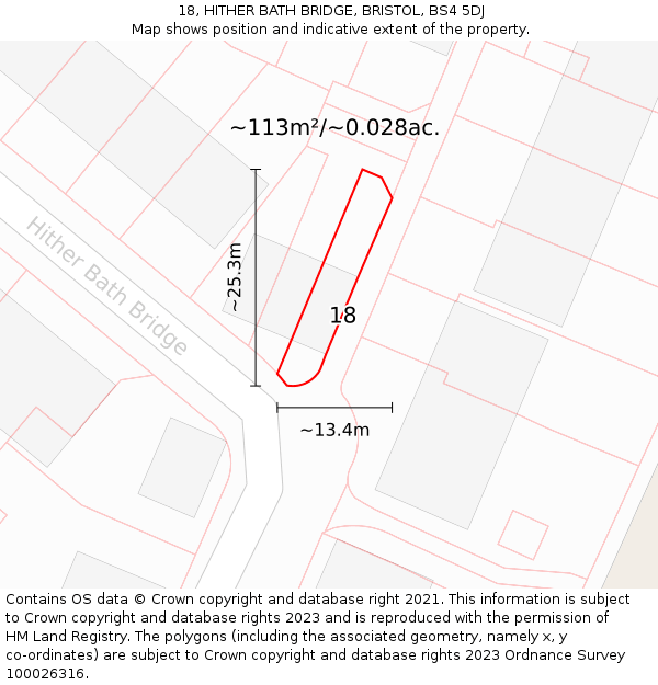18, HITHER BATH BRIDGE, BRISTOL, BS4 5DJ: Plot and title map