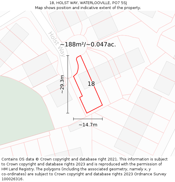 18, HOLST WAY, WATERLOOVILLE, PO7 5SJ: Plot and title map