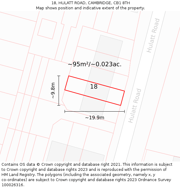 18, HULATT ROAD, CAMBRIDGE, CB1 8TH: Plot and title map