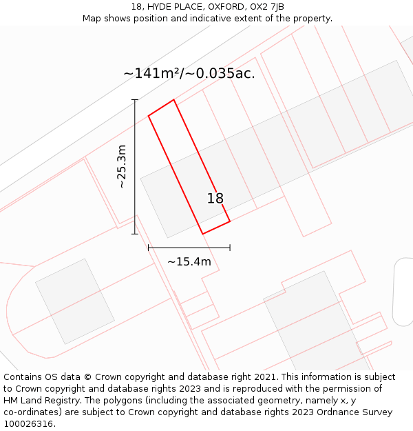 18, HYDE PLACE, OXFORD, OX2 7JB: Plot and title map