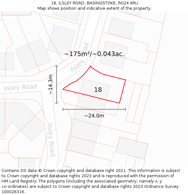 18, ILSLEY ROAD, BASINGSTOKE, RG24 9RU: Plot and title map