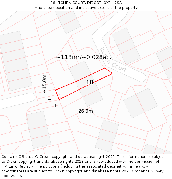 18, ITCHEN COURT, DIDCOT, OX11 7SA: Plot and title map