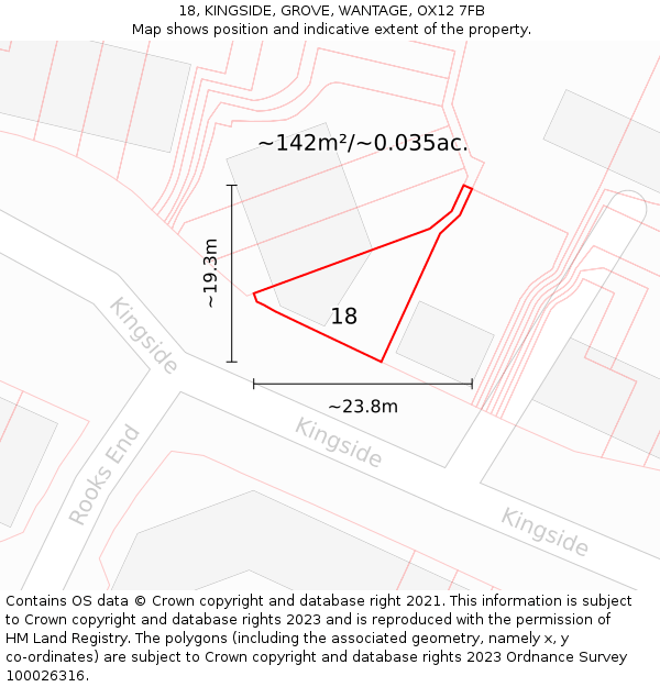 18, KINGSIDE, GROVE, WANTAGE, OX12 7FB: Plot and title map
