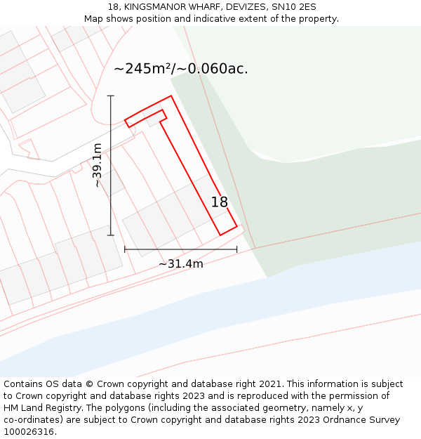18, KINGSMANOR WHARF, DEVIZES, SN10 2ES: Plot and title map