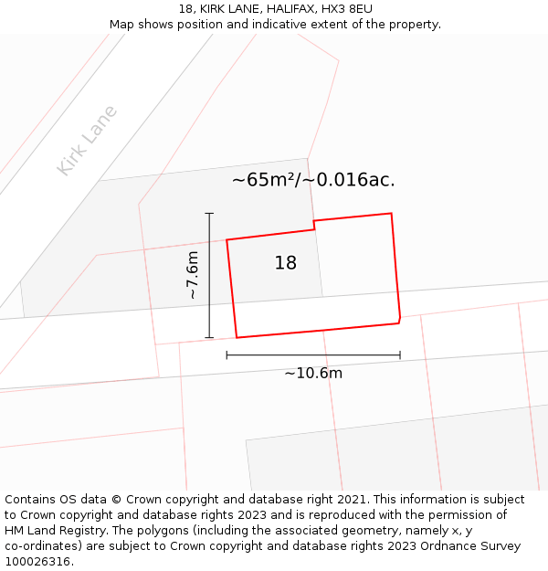 18, KIRK LANE, HALIFAX, HX3 8EU: Plot and title map