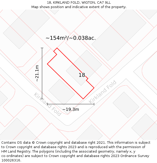 18, KIRKLAND FOLD, WIGTON, CA7 9LL: Plot and title map