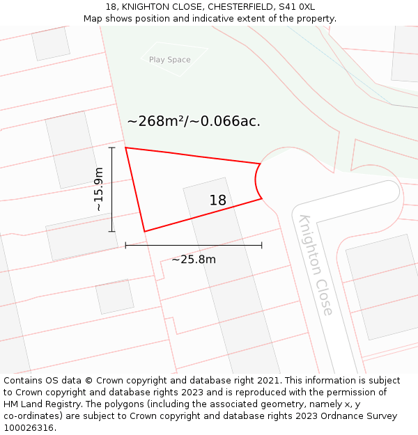 18, KNIGHTON CLOSE, CHESTERFIELD, S41 0XL: Plot and title map