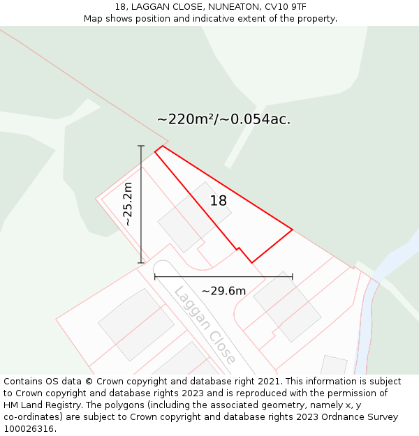 18, LAGGAN CLOSE, NUNEATON, CV10 9TF: Plot and title map