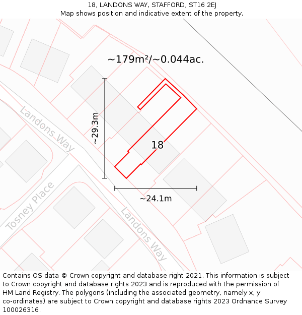 18, LANDONS WAY, STAFFORD, ST16 2EJ: Plot and title map
