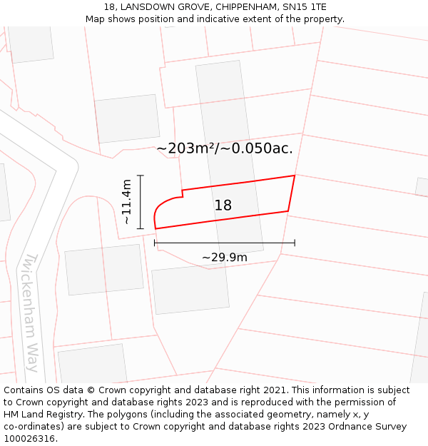 18, LANSDOWN GROVE, CHIPPENHAM, SN15 1TE: Plot and title map