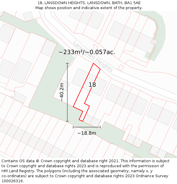 18, LANSDOWN HEIGHTS, LANSDOWN, BATH, BA1 5AE: Plot and title map