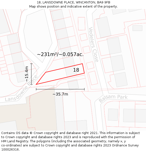 18, LANSDOWNE PLACE, WINCANTON, BA9 9FB: Plot and title map
