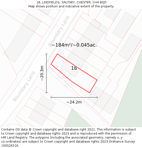 18, LINDFIELDS, SALTNEY, CHESTER, CH4 8QD: Plot and title map