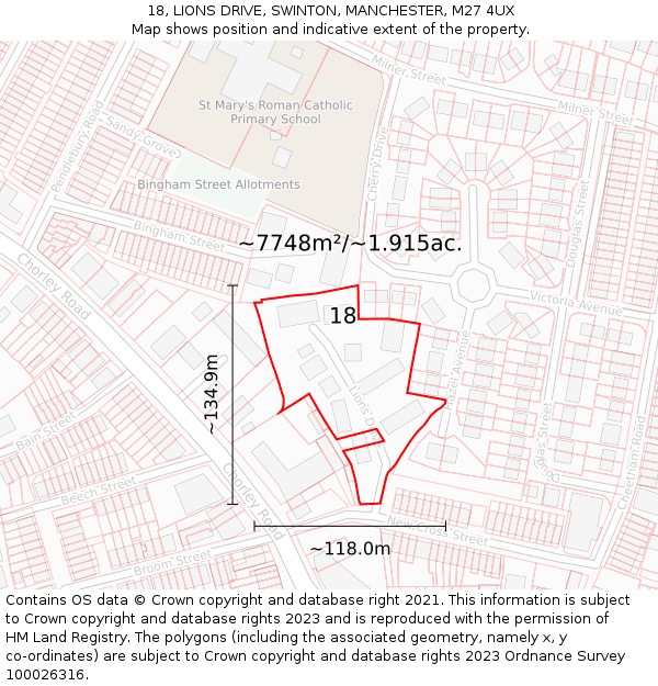 18, LIONS DRIVE, SWINTON, MANCHESTER, M27 4UX: Plot and title map