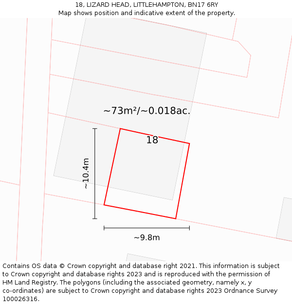 18, LIZARD HEAD, LITTLEHAMPTON, BN17 6RY: Plot and title map