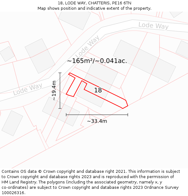 18, LODE WAY, CHATTERIS, PE16 6TN: Plot and title map