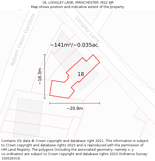 18, LONGLEY LANE, MANCHESTER, M22 4JR: Plot and title map