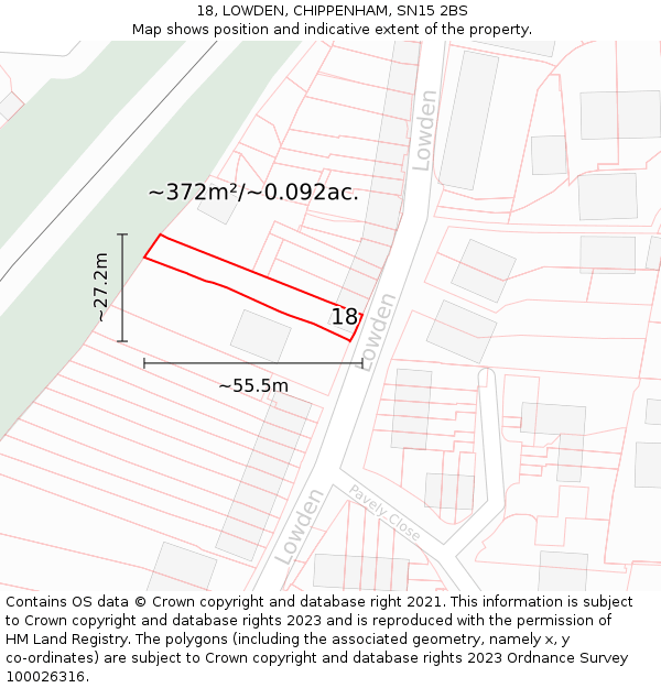 18, LOWDEN, CHIPPENHAM, SN15 2BS: Plot and title map
