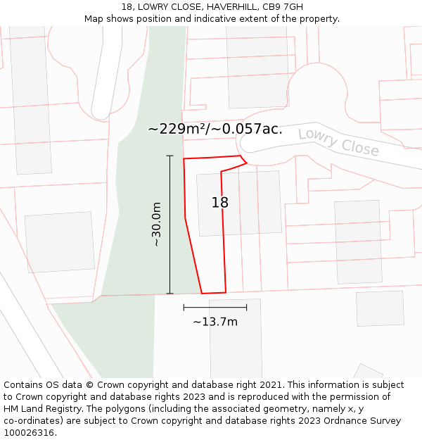 18, LOWRY CLOSE, HAVERHILL, CB9 7GH: Plot and title map