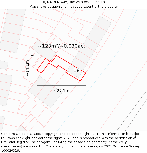 18, MAIDEN WAY, BROMSGROVE, B60 3GL: Plot and title map