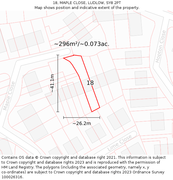 18, MAPLE CLOSE, LUDLOW, SY8 2PT: Plot and title map