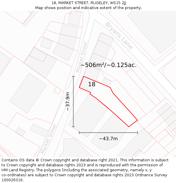18, MARKET STREET, RUGELEY, WS15 2JJ: Plot and title map