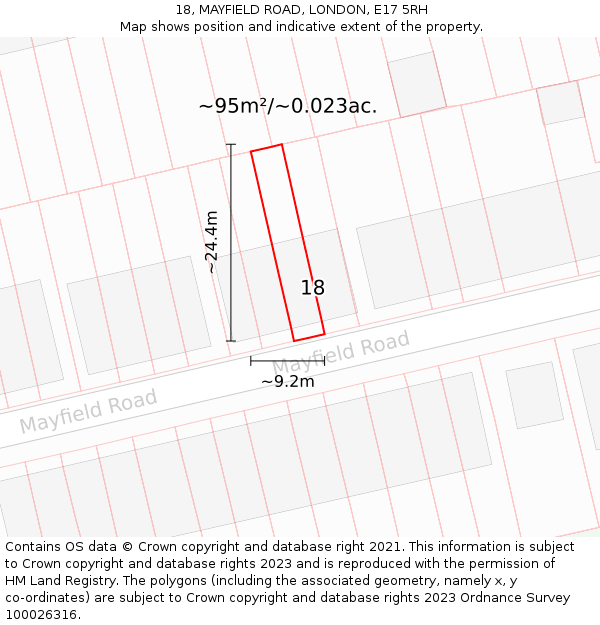 18, MAYFIELD ROAD, LONDON, E17 5RH: Plot and title map