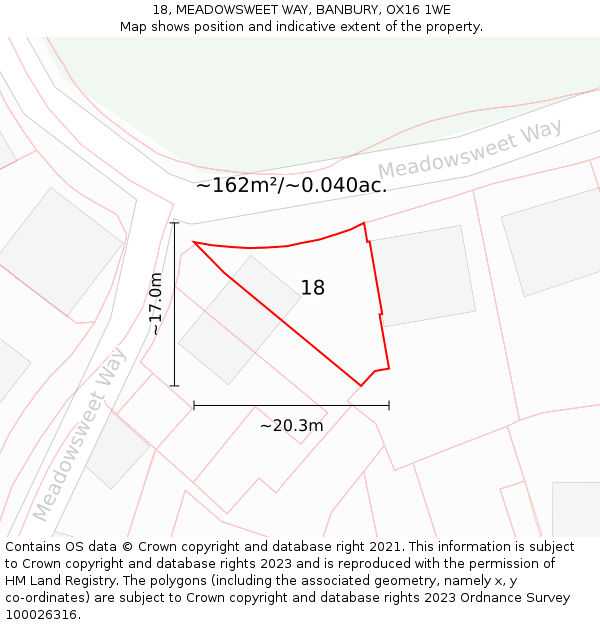 18, MEADOWSWEET WAY, BANBURY, OX16 1WE: Plot and title map