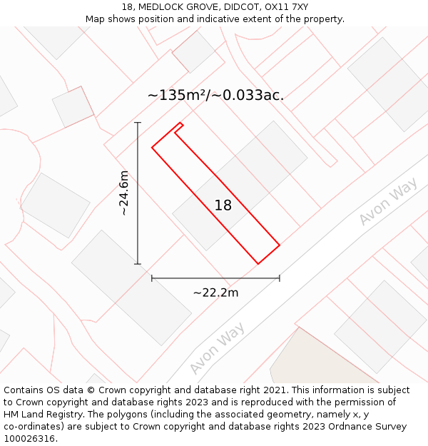 18, MEDLOCK GROVE, DIDCOT, OX11 7XY: Plot and title map
