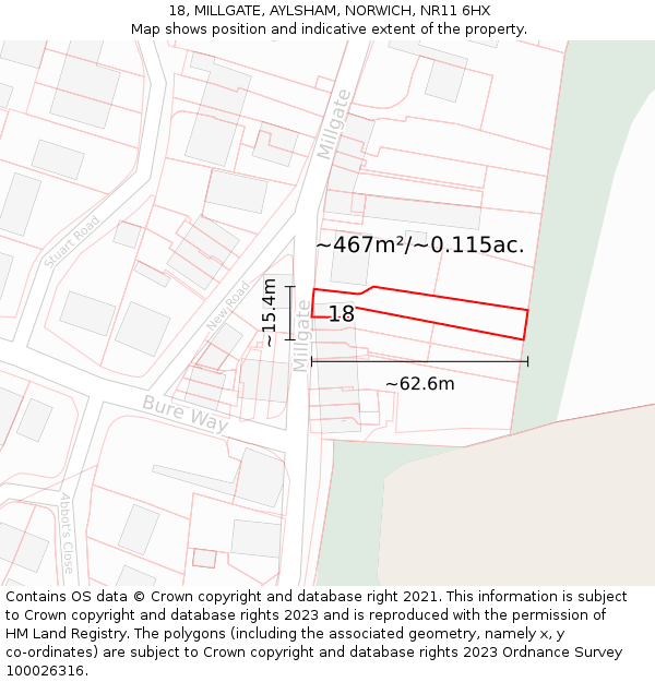 18, MILLGATE, AYLSHAM, NORWICH, NR11 6HX: Plot and title map