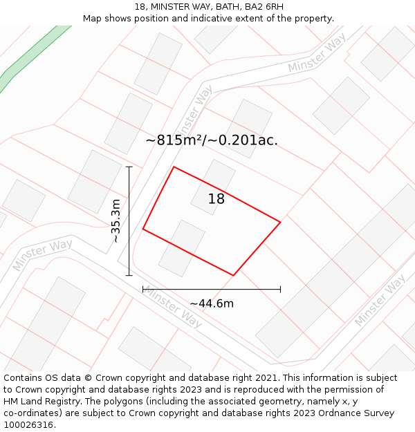 18, MINSTER WAY, BATH, BA2 6RH: Plot and title map