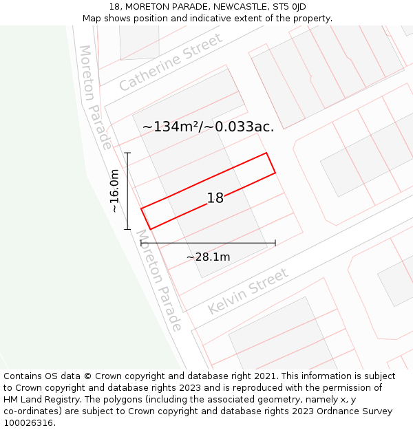 18, MORETON PARADE, NEWCASTLE, ST5 0JD: Plot and title map