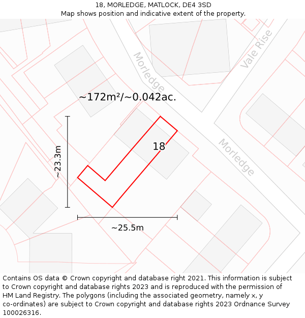 18, MORLEDGE, MATLOCK, DE4 3SD: Plot and title map