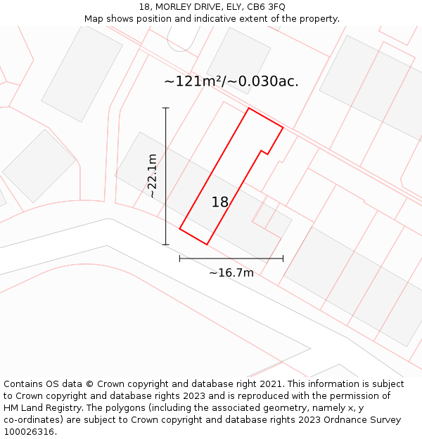 18, MORLEY DRIVE, ELY, CB6 3FQ: Plot and title map