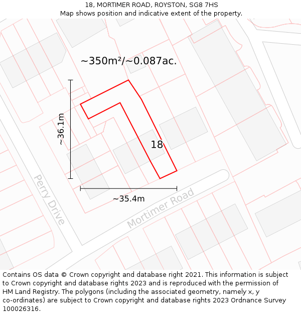 18, MORTIMER ROAD, ROYSTON, SG8 7HS: Plot and title map