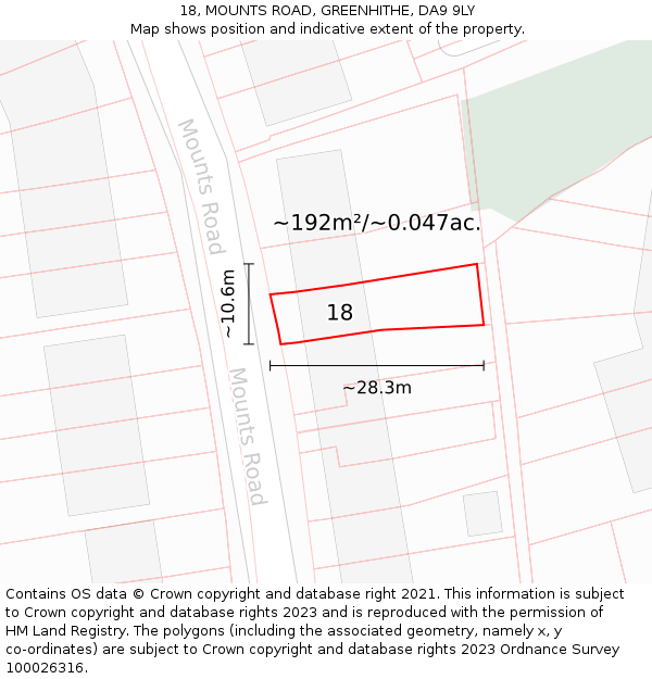 18, MOUNTS ROAD, GREENHITHE, DA9 9LY: Plot and title map