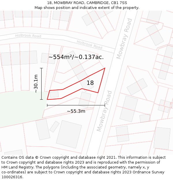 18, MOWBRAY ROAD, CAMBRIDGE, CB1 7SS: Plot and title map